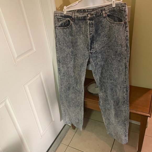 Levis 501 acid wash denim jeans 42 x 30.5 (42x34 tag) button fly vtg USA